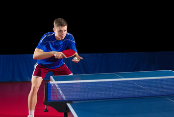 Table tennis player isolated