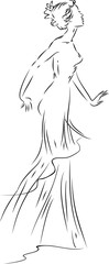 Sketch of woman in a evening dress