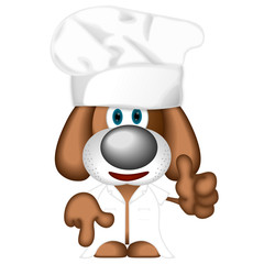 Dog Pup Puppy Cook Cooking Hat Chef cuisine comic cartoon