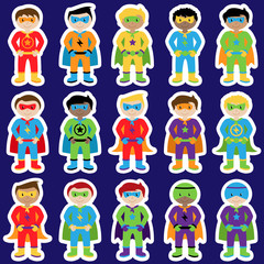 Set of Boy Superheroes in Vector Format