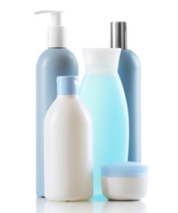 Cosmetic bottles isolated on white background