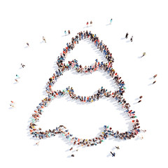 people in the form of a Christmas tree.