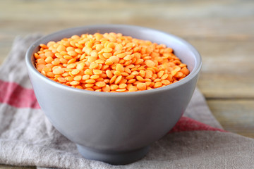 raw lentils in a bowl