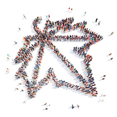 people in the form of a maple leaf.