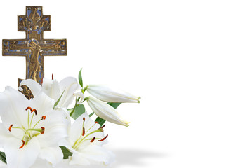 cross and white lily