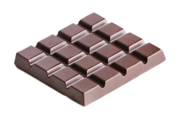 Black chocolate bar isolated on white