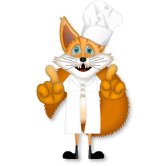 Funny cartoon fox cook cooking chef restaurant