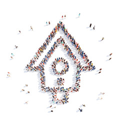 people in the form of a birdhouse.