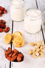 Healthy breakfast with dried fruits and nuts
