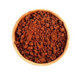 Ground coffee in small dish isolated on white