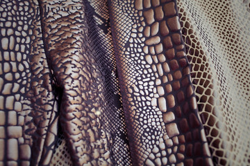 texture of fabric striped snake leather for background