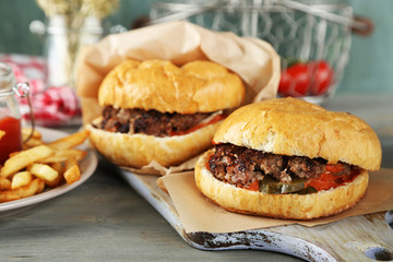 Tasty sandwiches and french fries