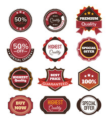 Vector vintage badges, stickers, ribbons, banners and labels