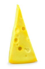 Piece of cheese isolated on white