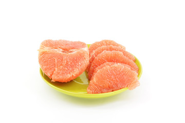 Fototapeta na wymiar Peeled grapefruit on a white background