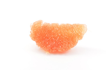 Peeled grapefruit on a white background