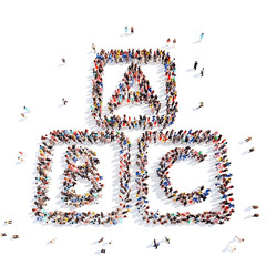 people in the form of childrens alphabet.