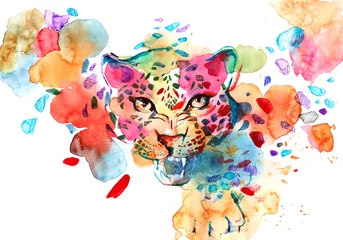 Crédence de cuisine en verre imprimé Peintures léopard