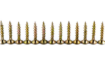 Golden screws isolated on white