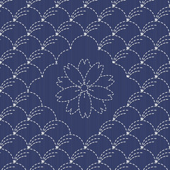 Traditional Japanese Embroidery Ornament with arcs and sakura.
