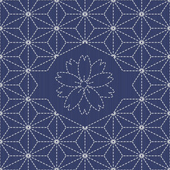 Traditional Japanese Embroidery Ornament with sakura flower.