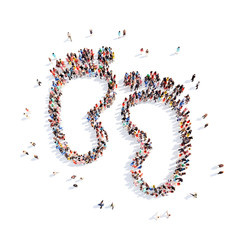 people in the form of children trails.