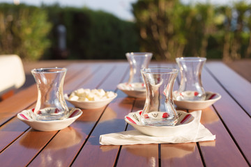 Concept of turkish tea accessories