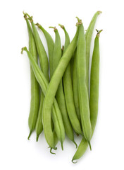 Green beans handful isolated on white background cutout