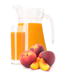 Peach fruit juice in glass jug