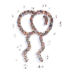 people in the form of balloons.