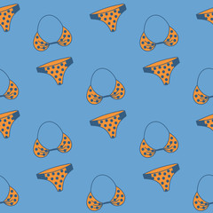 Seamless pattern with hand drawn swimming suit