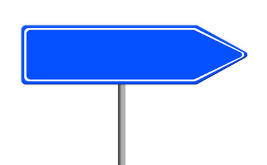 blaues Verkehrs-Schild, blanko, weißer Hintergrund