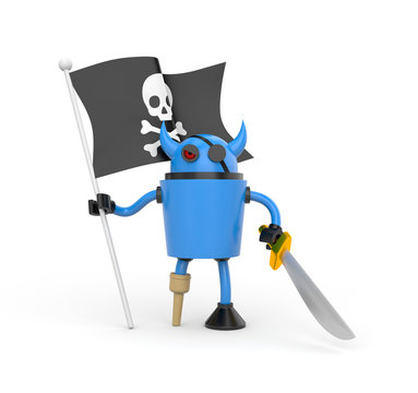 Robot with pirate flag