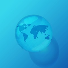 illustration of globe inside water drop on abstract background