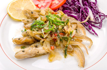 Fried fish and chili sauce