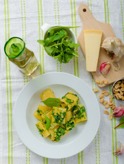 Rigatoni with garlic and herbs pesto