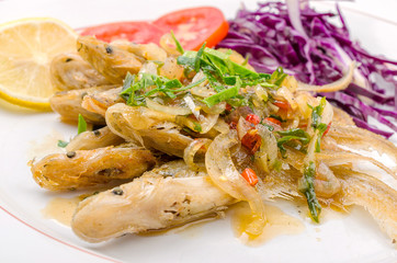 Fried fish and chili sauce