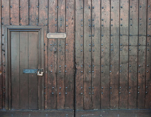 solid wooden gate with locked door background