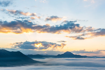 Fototapeta na wymiar Fog and cloud mountain landscape ( HDR processing effect )