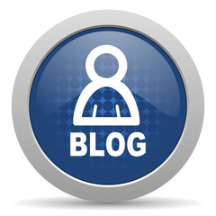 blog blue glossy web icon