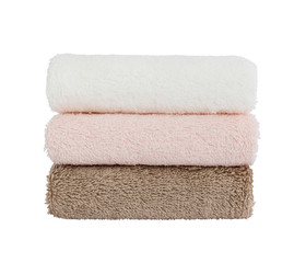 Fototapeta na wymiar Three bath towels on white background. Isolated