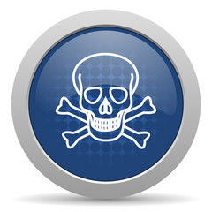 skull blue glossy web icon