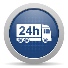 delivery blue glossy web icon.