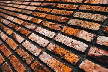 Side view of brown brick wall
