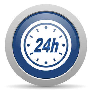 24h blue glossy web icon
