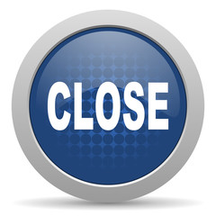 close blue glossy web icon