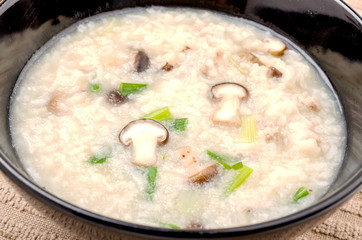 Boiled rice pork or mush