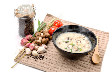 Boiled rice pork or mush