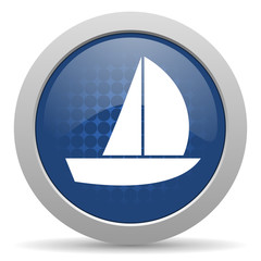 yacht blue glossy web icon