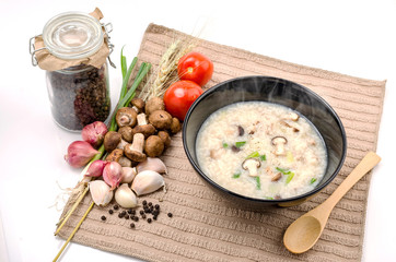 Boiled rice pork or mush